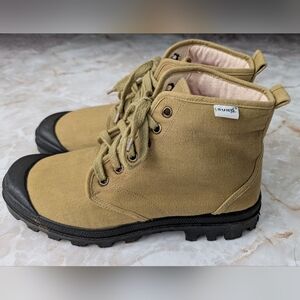 Ruko Mans Green Canvas Lace-Up Boots Size 10